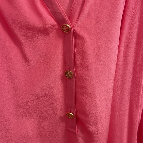 Lilly Pulitzer Silk Elsa Top Shirt Blouse Womens Size XL Extra Large Hot Pink - Picture 2 of 5